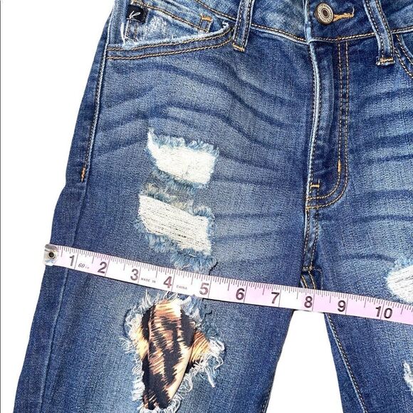 Kancan Womens Vienna Mid Rise Leopard Patch Super Skinny Jeans - Picture 11 of 15